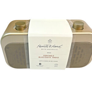 Portable Brass Colored AM/FM Bluetooth Radio - Hearth & Hand with Magnolia NEW